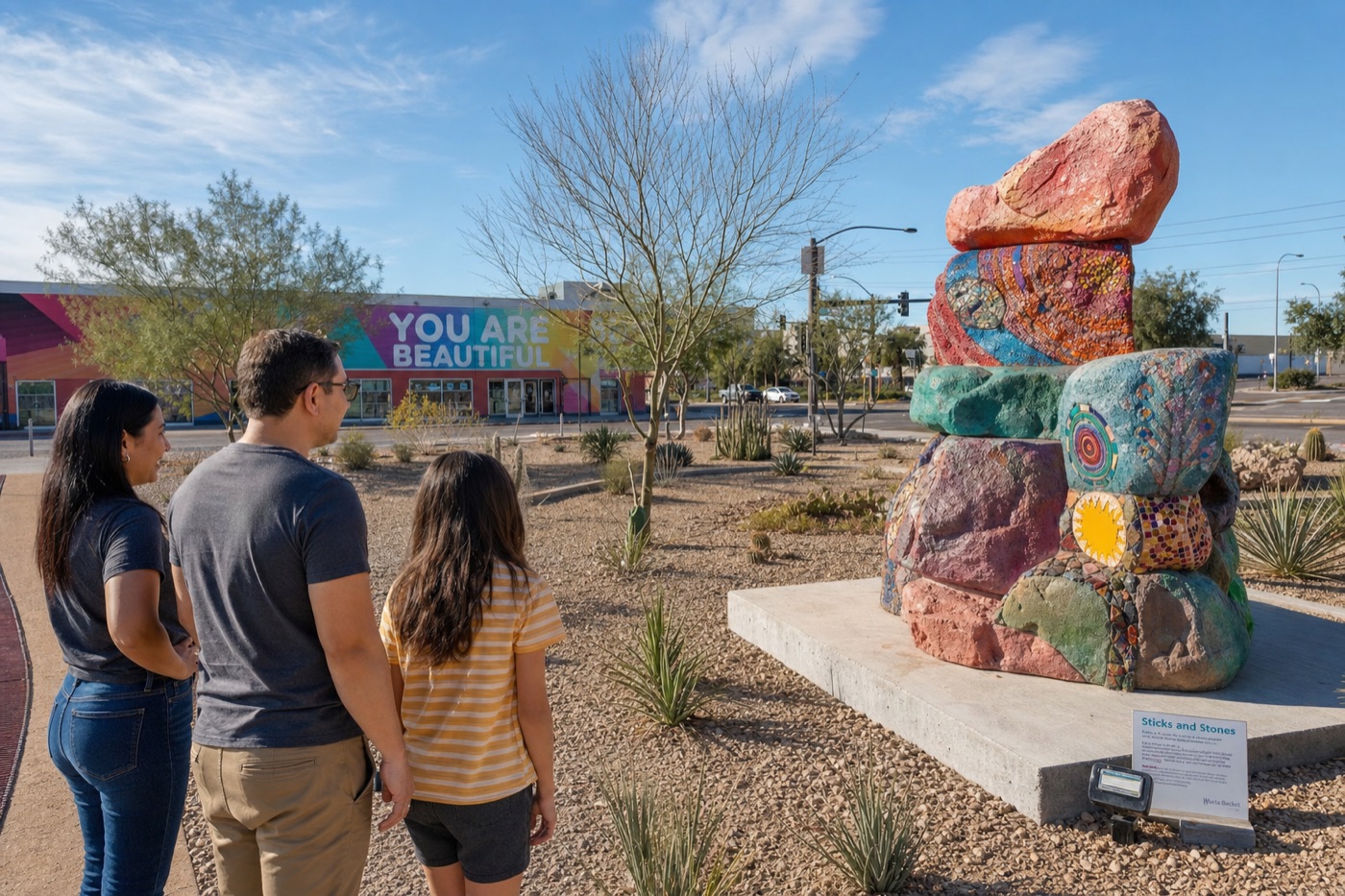 Family friendly Las Vegas public art and desert landscaping away from casinos